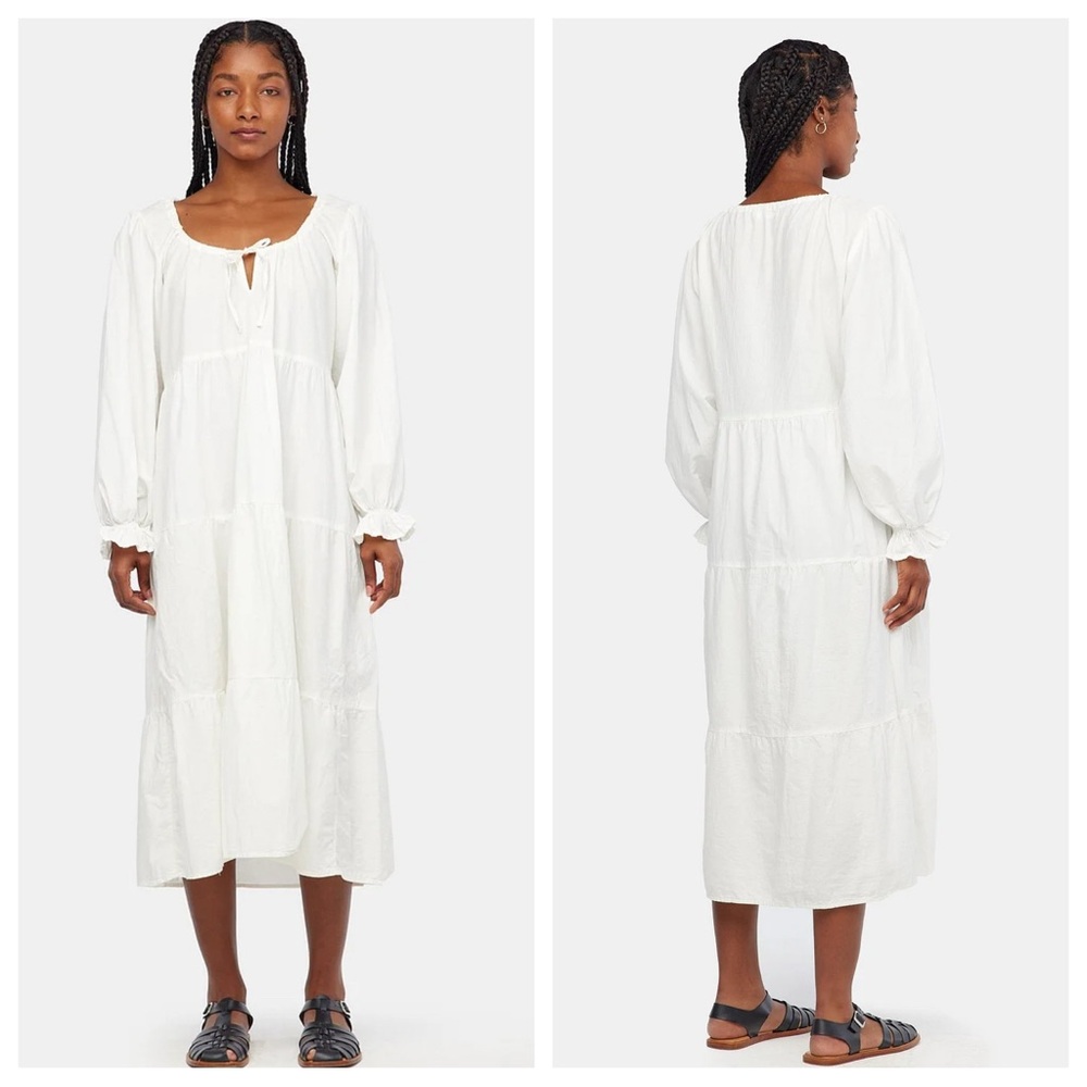 Lacausa Tate Long Sleeve Maxi Dress in White Panna Cotta